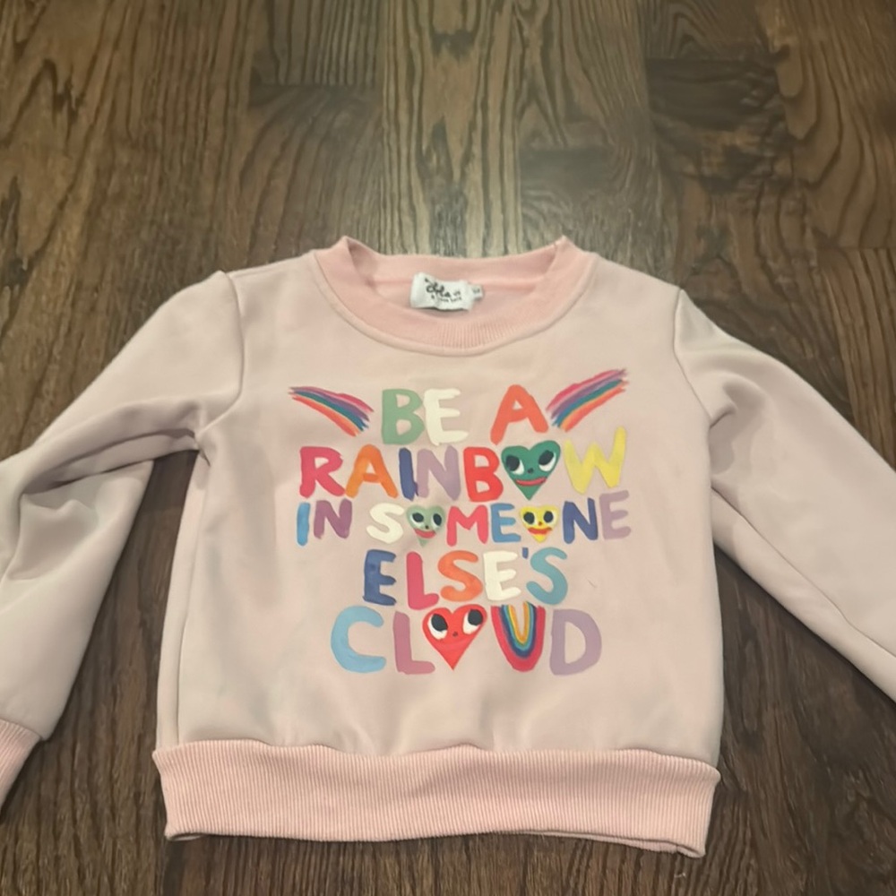 Lola + The Boys Pink Hoodie with Vibrant Rainbow Accents